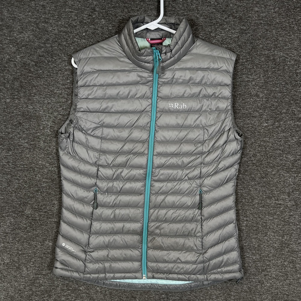 Rab Vest Womens Medium Gray Pertex Microlight Quilted‎ Insulated Puffer Full Zip